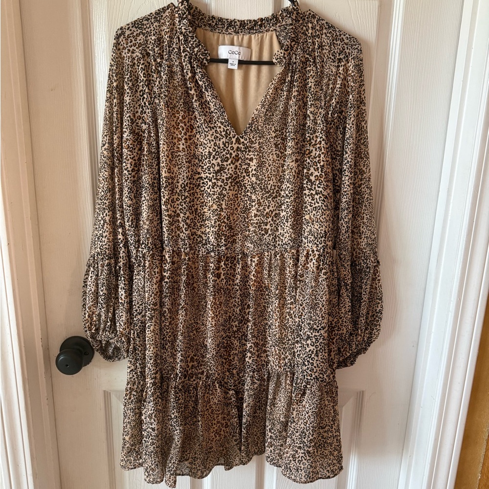 CeCe Beige Leopard Print Dress